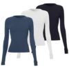 3er Pack Langarmshirt Tunika Damen Basic T-Shirt Crop Top Y2K Slim Fit Oberteile Casual Rundhals Tee Shirt Damen Long Sleeve Shirt 3 Stück Rundhals Cropped Tee Casual Teenager Streetwear – Bild 3