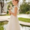 Arshiner Mädchen Kleid Sommerkleid Rüschen Kurzärmel Mesh A Line Casual Partykleider mit Taschen Kinder Kleider für 6-13 Jahre – Bild 5