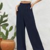 BEIGAI Damen Hosen Elegant Lose Lounge Weite Hose Outdoor Jogpants Trainingshose Culottes Yogahose mit Taschen – Bild 4