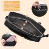 BROTOU Handy Umhängetasche Echtes Leder Crossbody Bag mit 2 Breitem Schultergurt Kartenhalter, Schwarz UmhäNgetasche Damen Leder UmhäNgetasche Damen, Kleine Tasche Damen mit 3 Fächern – Bild 4