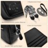 BROTOU Handy Umhängetasche Echtes Leder Crossbody Bag mit 2 Breitem Schultergurt Kartenhalter, Schwarz UmhäNgetasche Damen Leder UmhäNgetasche Damen, Kleine Tasche Damen mit 3 Fächern – Bild 5