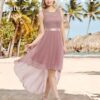 Berylove Damen Vokuhila Cocktailkleid Abendkleider Elegant für Hochzeit Festliche Kleider Ärmellos Brautjungfernkleid – Bild 3