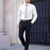 COOFANDY Hemd Herren Langarm Businesshemden Anzug Hemden Stretch Weißes Hemd Herrenhemd Formell Mit Tasche Bügelfreie Hemden Regular Fit Weiß S – Bild 5
