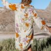 CUPSHE Damen Blusenkleid V Ausschnitt Langarm Lockeres Sommerkleid Freizeitkleider Bikini Cover Up Hemd Shirt Dress – Bild 3