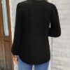 Cerrlop Bluse Damen Elegant V-Ausschnitt Lochstickerei Top Locker Oberteile Langarm Longshirt Doppellagige Tunika – Bild 3