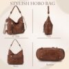 Chase Chic Handtasche Damen, Leder umhängetasche Shopper Hobo Taschen Geldbörse set Gross Schultertasche mit Abnehmbar Schulterriemen 2pcs Braun – Bild 3