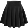 DJT Damen Mädchen Basic Solid Dehnbaren Informell Mini Skater Rock mit Shorts – Bild 3
