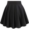 DJT Damen Mädchen Basic Solid Dehnbaren Informell Mini Skater Rock mit Shorts – Bild 4
