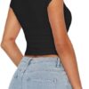 Damen 1er/3er Pack Basic T-Shirt Kurzarm Crop Top Casual Y2K Rundhalsausschnitt Tops Slim Fit Tshirts Skims Tops Mädchen Party Oberteil Damen – Bild 4
