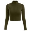 DeaAmyGline Damen Basic Langarmshirt Bauchfreie Crop Tops Langarm Enge Oberteile Slim Fit Stretch T Shirt Halber Rollkragen Cropped Pullover Strick Pullis Frauen Teenager Mädchen Herbst Winter – Bild 5