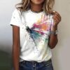 Damen Oberteile Sommer Tshirt Kurzarm Bluse mit Rundhalsausschnitt Bunte Blumen Drucken T-Shirt Tee Tops Pullover Teenager Mädchen Pulli Tunika Shirt Freizeit T Shirts Longbluse für Frauen – Bild 4