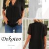 Dokotoo Damen Bluse Boho Spitze T-Shirt Tops Elegant Frühling Sommer V-Ausschnitt Oberteile Tunika S-XXL – Bild 3