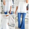 Dokotoo Damen Bluse Elegant Spitzen Chiffonbluse Rundhals Lose Tunika Hemd Frühling Sommer Boho Oberteile Shirts Tops S-XXL – Bild 4