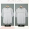 Dokotoo Damen Bluse Elegant Spitzen Chiffonbluse Rundhals Lose Tunika Hemd Frühling Sommer Boho Oberteile Shirts Tops S-XXL – Bild 5