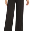 EXCHIC Damen Einfarbig Lose Gerade Geschnitten Palazzo Hose Hohe Taille Dehnbar Lounge Hose mit Taschen – Bild 4