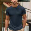 Elegancity T-Shirt Herren Sommer Kurzarm Basic Sportlich T Shirts für Herren Slim Fit Crew Feinripp Fitness Muskelshirts – Bild 4