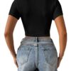 GORGLITTER Crop Shirt Damen Kurzarm Crop Top Bauchfreies Top Mit Ausschnitt Top Mit Kreuzgurt V Ausschnitt Sommer Oberteile – Bild 3