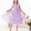 GRACE KARIN Mädchen Prinzessin Kleider Neckholder Swiss Dot Kleid A-Linie Maxikleid Casual Party Festlich Kinderkleidung 6-12 Jahre / 116-158cm – Bild 3