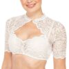 Spitze Dirndlbluse Halbarm Weiß Sexy Dirndl Bluse Rundhals Damen Trachtenbluse – Bild 4