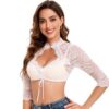 Goxozzy Dirndl Bluse Damen,Dirndlbluse Spitze,Dirndl Bluse,Dirndl Bluse Spitzen,Brustausschnitt Langärmelige Traditionelle Oktoberfest Dirndlbluse – Bild 3