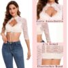 Goxozzy Dirndl Bluse Damen,Dirndlbluse Spitze,Dirndl Bluse,Dirndl Bluse Spitzen,Brustausschnitt Langärmelige Traditionelle Oktoberfest Dirndlbluse – Bild 5