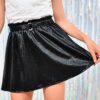 Haloumoning Mädchen Paillettenrock Faltenrock Kinder Funkeln Mini-Röcke Hochtaillierter Metallic-Rock Party Tanz Outfits – Bild 4