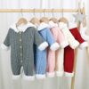 Haokaini Neugeborene Baby Kapuze Strick Strampler Fleece Pullover Wärmer Schneeanzug Overall Overalls Onesies Baby Winter Oberbekleidung für Jungen Mädchen – Bild 4