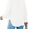 Homlan Damen Bluse Elegant V Ausschnitt Langarm Arbeit Oberteile Casual Tunika Henley Langarmshirt Einfarbig Lose Hemdbluse – Bild 3