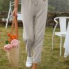 Hose Damen Leinen Sommerhose 7/8 Casual Leichte Baumwolle Leinenhose Stoffhose Bequeme Luftige Freizeithose Strandhose Mit Taschen – Bild 3