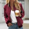 Hsternexy Bomberjacke Damen Blumenmuster Leichte Sommerjacke Frühlingsjacke Sommer Reißverschluss Kurz Pilotenjacke Blouson Jacke Dünne Langarm Übergangsjacke College Jacke Mädchen Fliegerjacke – Bild 4