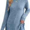 Jescakoo Damen Pullover Herbst Rundhals Langarmshirt Leichtes Oversize Sweatshirt Elegant Winter Strickpullover – Bild 3