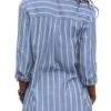 Livonmone Bluse Damen Langarm Casual Streifen Oberteile Hemd Lose V-Ausschnitt Langarmshirt Chiffon Blusen Tops Elegant – Bild 4