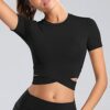MUYOGRT T-Shirt Damen Sportshirt Langarm Crop Top Sexy Sport Oberteil Bauchfreie Sommer Laufshirt Atmungsaktiv Sporttop Leicht Yoga Fitness Shirts Schnelle Trockene Funktionsshirt – Bild 3