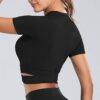MUYOGRT T-Shirt Damen Sportshirt Langarm Crop Top Sexy Sport Oberteil Bauchfreie Sommer Laufshirt Atmungsaktiv Sporttop Leicht Yoga Fitness Shirts Schnelle Trockene Funktionsshirt – Bild 4