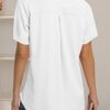 NONSAR Damen Bluse Elegant V-Ausschnitt Hemden Langarm Casual Arbeit Oberteile mit Knöpfen Hemd Lose Langarmshirt Einfarbig Tops – Bild 4