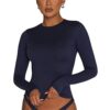 OYIGELZ Women's Basic Long Sleeve Shirt Crew Neck Slim Fit Crop Top Y2K T-Shirt Casual Blouse Tee Tops Streetwear – Bild 3