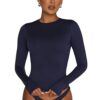 OYIGELZ Women's Basic Long Sleeve Shirt Crew Neck Slim Fit Crop Top Y2K T-Shirt Casual Blouse Tee Tops Streetwear – Bild 4