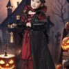 QDC Vampir Kostüm Mädchen Halloween Kostüme Kinder Gothic Vampirkostüm Prinzessin Dracula Karneval Party Fasching Kleid – Bild 5