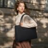RAINSMORE Shopper Damen Groß Laptop Handtasche Damen 15.6 Zol PU Leder Arbeitstasche Lehrertasche Wasserdicht Laptoptasche mit Geldbörse für Business Büro Schule Schwarz – Bild 3
