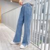 Rolanko Mädchen Jean Hosen Loch Denim Blau Jeans, Vintage Hose mit weitem Bein für Kinder Fit – Bild 3