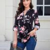 Siddhe Damen V-Ausschnitt Bluse 3/4 Ärmel Tunika Reißverschluss Langshirt Langarm Hemd Tops T-Shirt Oberteile Tunika Tops – Bild 5
