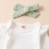 TiaoBug Baby Mädchen Kleidung Set Langarm Body mit Blumenmuster Lange Hose und Schleife Stirnband 3 Pcs Herbst Winter Babykleidung – Bild 4
