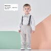 Volunboy Baby Jungen Anzug Set Bekleidung Hemd mit Fliege + Hosenträger Hosen Strampler Anzug – Bild 3