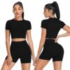 Yaavii Damen Sport Laufshirt Longsleeve T-Shirts Bauchfrei Langarm Crop Top Fitness Oberteile – Bild 5