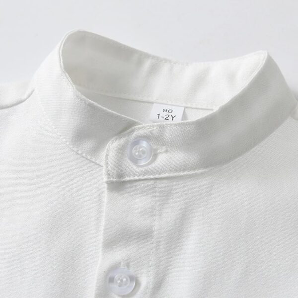 Yanmucy Jungen Baby Langärmeliges Top Stehkragen Baumwolle Button Down Hemd für Kleine Große Jungen Kinder Freizeithemden für 2-8 Jahre