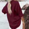 Zitiki Bluse Damen Baumwolle Lässiges Hemd V-Ausschnitt Langarm Elegant Oberteile Lose Shirts mit Brusttaschen – Bild 5