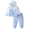amropi Baby Mädchen Bekleidungssets Langarm Kleidung Set Hoodie Mäntel + Strampler Tops + Hosen 3 Stück Warme Outfits für 3-24 Monate – Bild 3