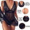 Joligiao Spitze Negligee Damen Sexy Nachtwäsche Spitze Dessous V-Ausschnitt Babydoll Spitzen Lingerie wellige Spitze Unregelmäßiger Hem – Bild 3