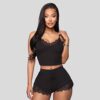 KOEMCY Schlafanzug Damen Spitzen Sexy Dessous Cami Schlafanzug Kurz Set Sexy V-Ausschnitt Sleepwear Crop Top Shorts Sets Ärmellose Camisole Loungewear – Bild 3
