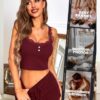 RSLOVE Damen Nachtwäsche aus Spitze Sexy Pyjama Set 2 teilige Oberteile und Shorts – Bild 5